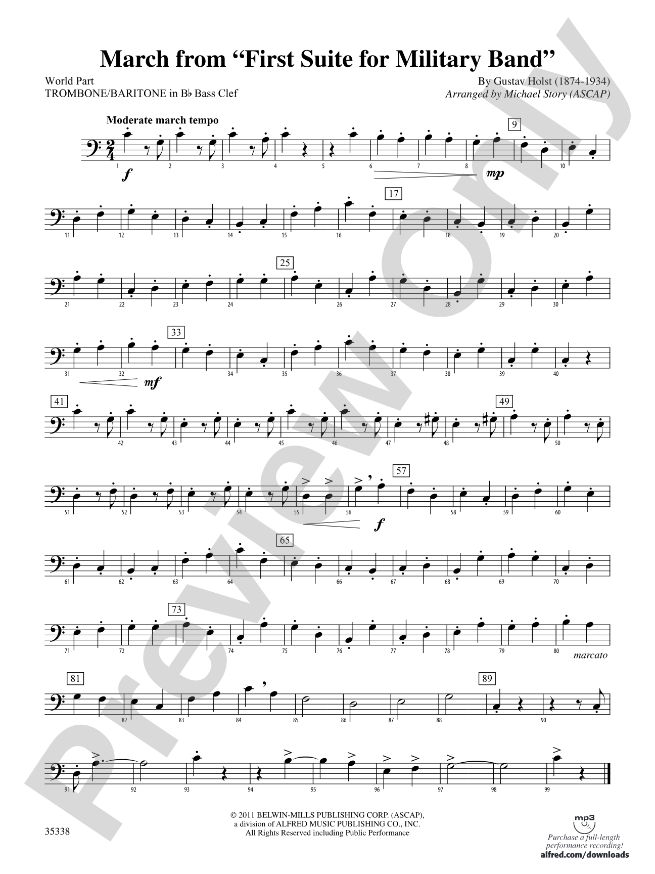 March from First Suite for Military Band: (wp) 1st B-flat Trombone B.C.