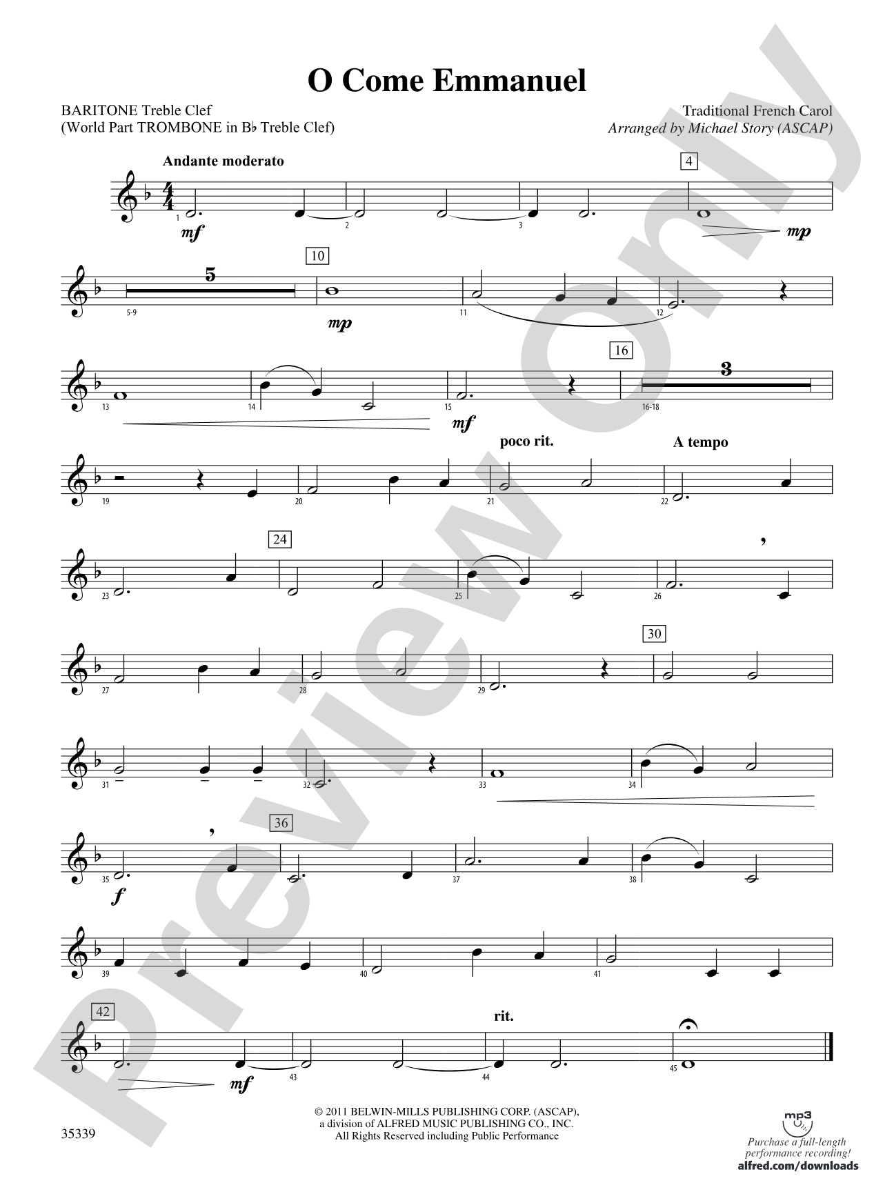 O Come Emmanuel: Baritone T.C.