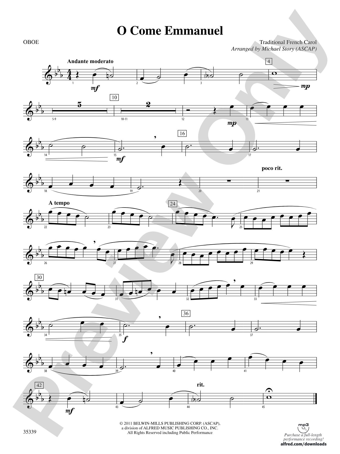 O Come Emmanuel: Oboe