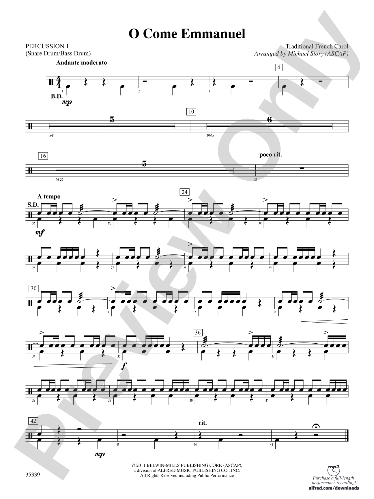 O Come Emmanuel: 1st Percussion