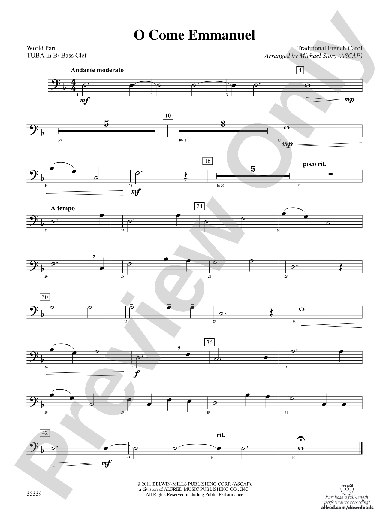 O Come Emmanuel: (wp) B-flat Tuba B.C.