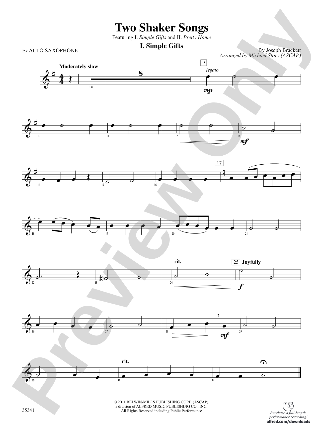 Two Shaker Songs: E-flat Alto Saxophone