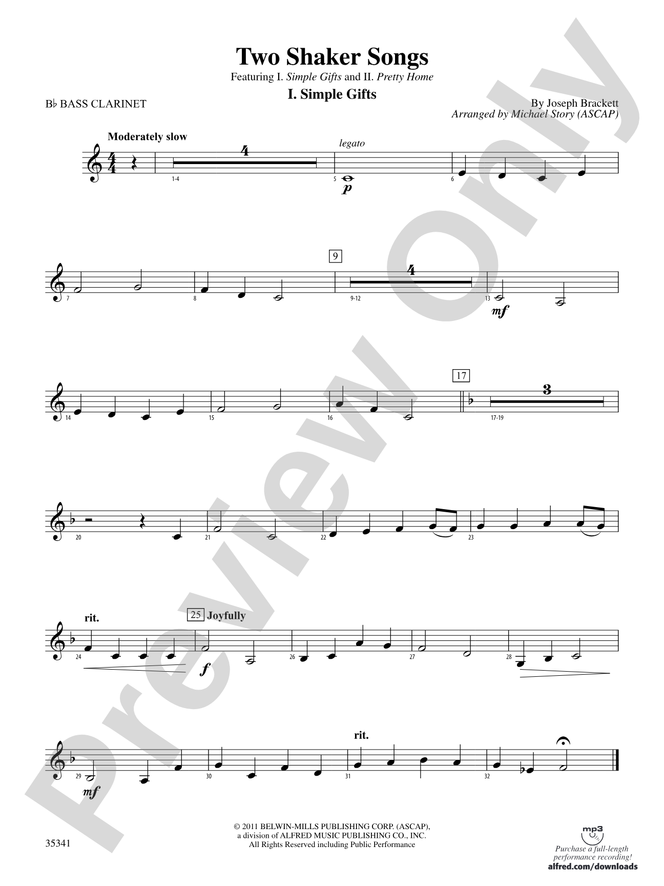 Two Shaker Songs: B-flat Bass Clarinet