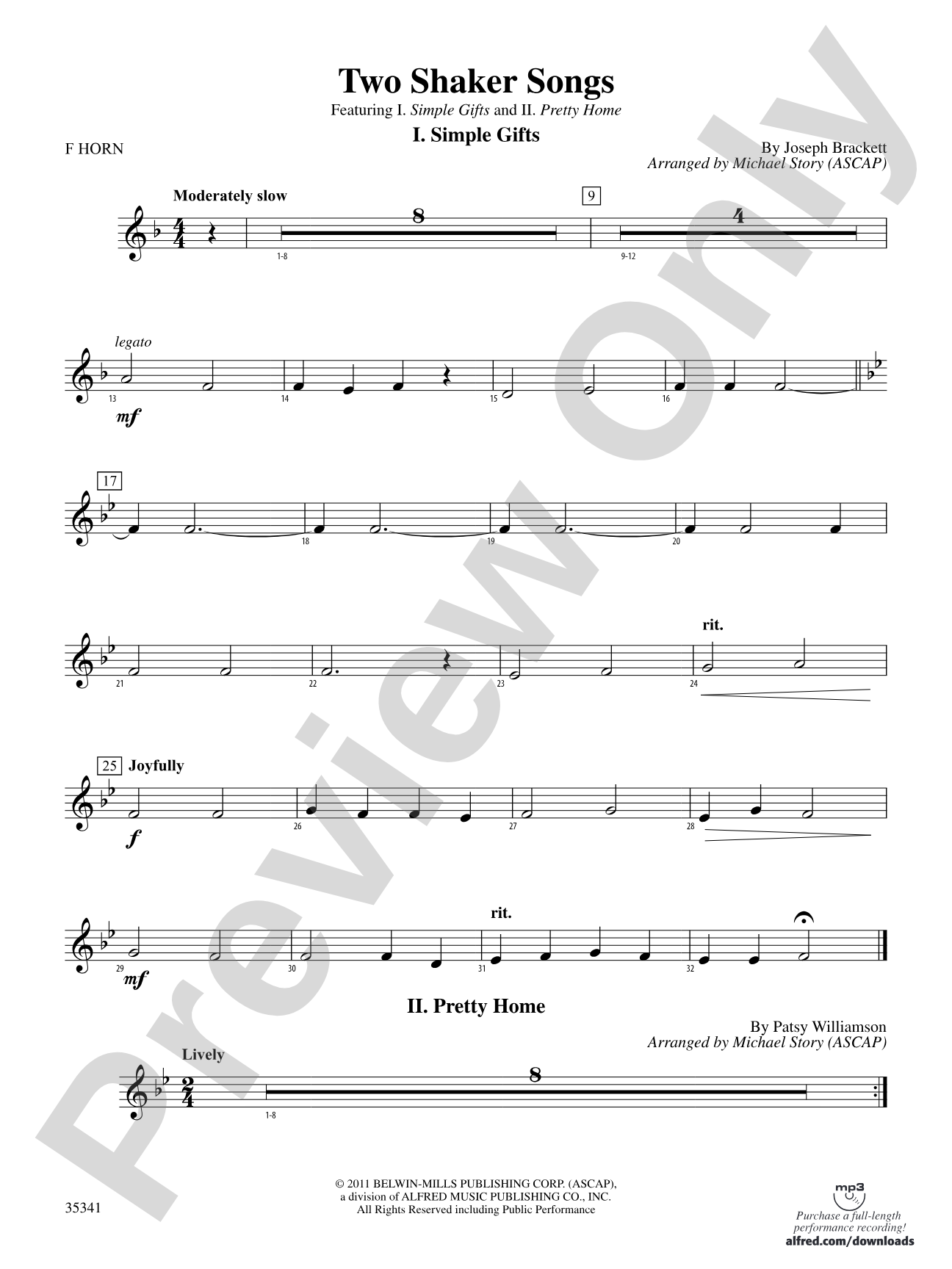 Two Shaker Songs: 1st F Horn