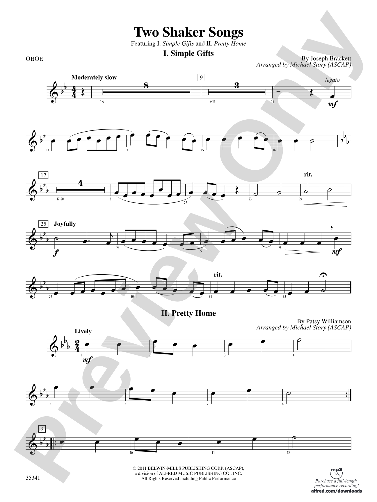 Two Shaker Songs: Oboe