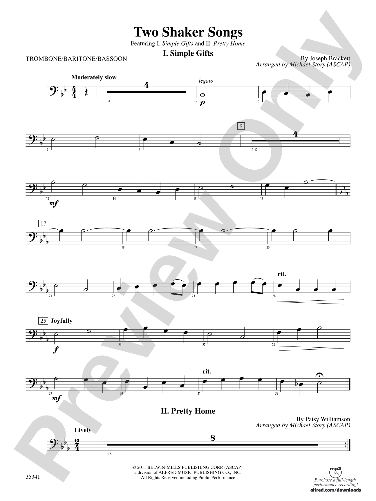 Two Shaker Songs: 1st Trombone