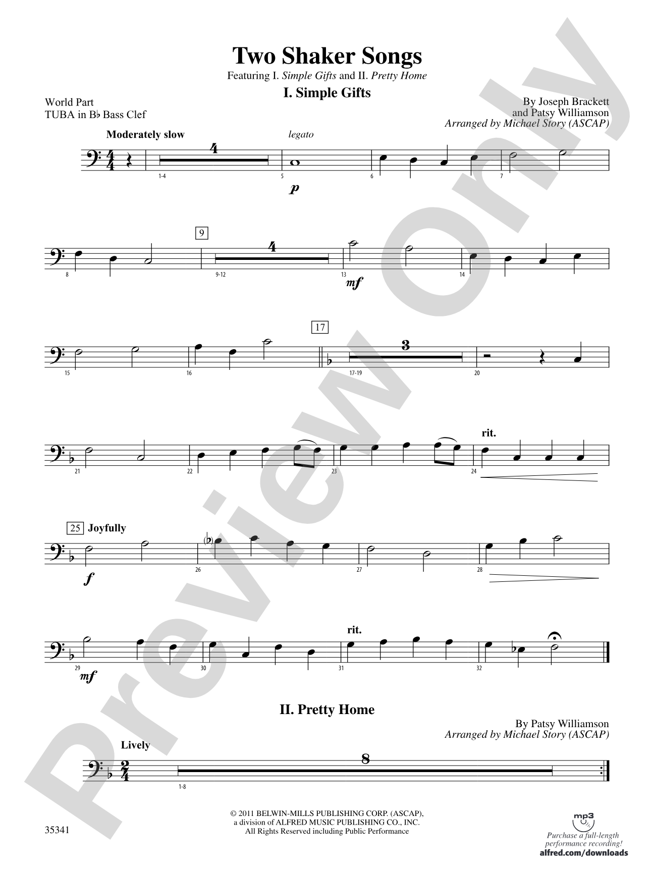 Two Shaker Songs: (wp) B-flat Tuba B.C.