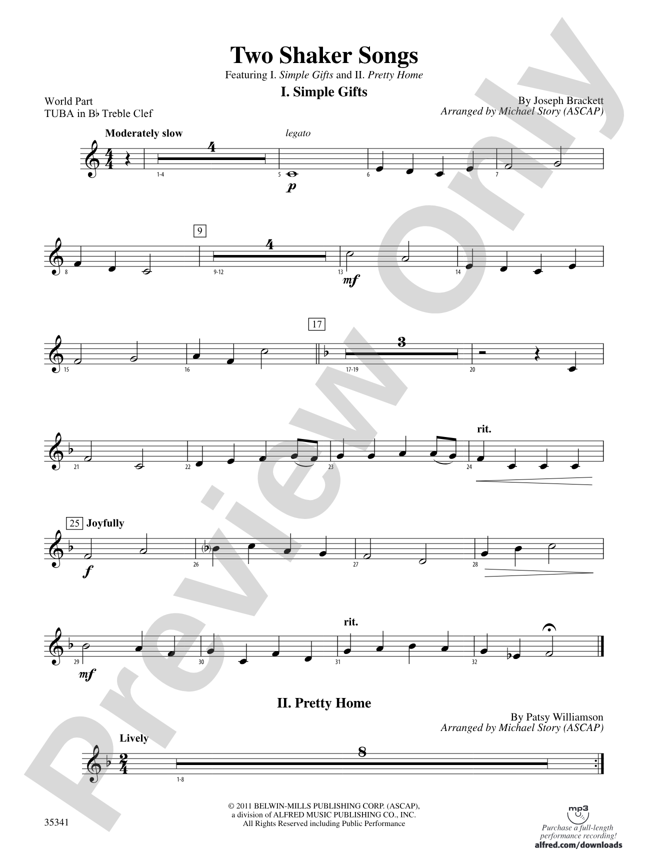 Two Shaker Songs: (wp) B-flat Tuba T.C.