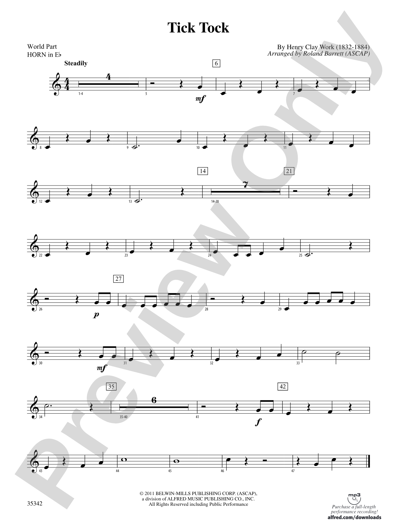 Tick Tock: (wp) 1st Horn in E-flat