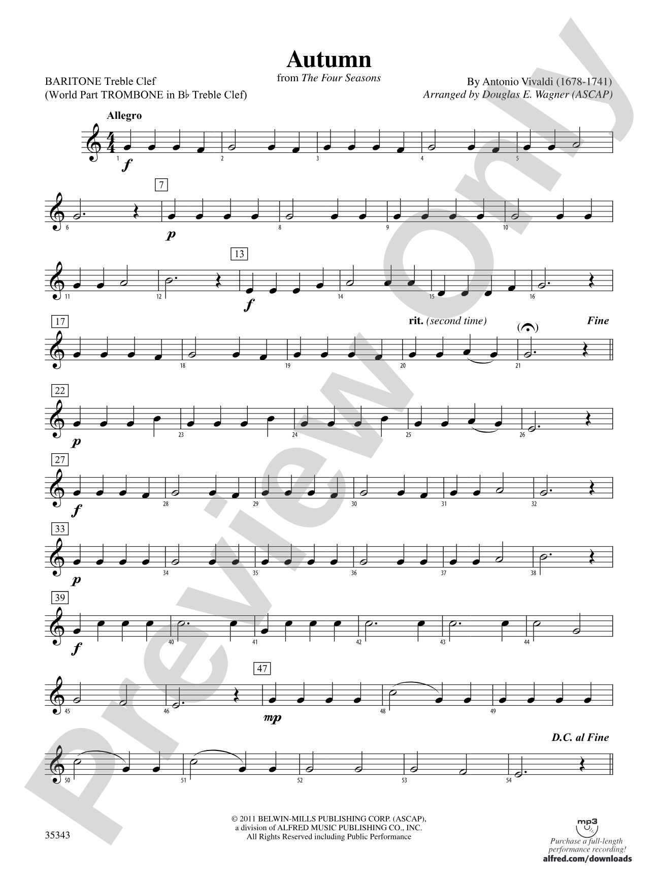 Autumn (from The Four Seasons): Baritone T.C.