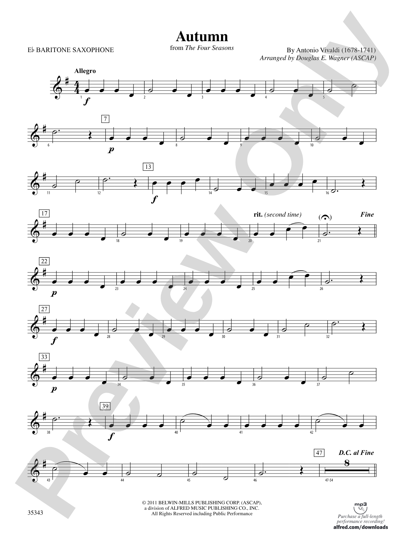Autumn (from The Four Seasons): E-flat Baritone Saxophone