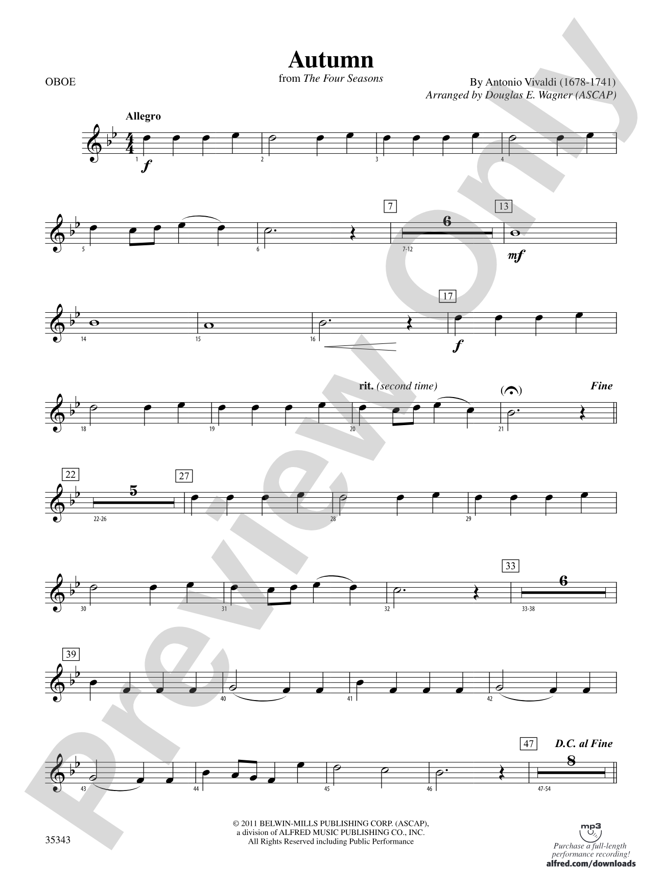 Autumn (from The Four Seasons): Oboe