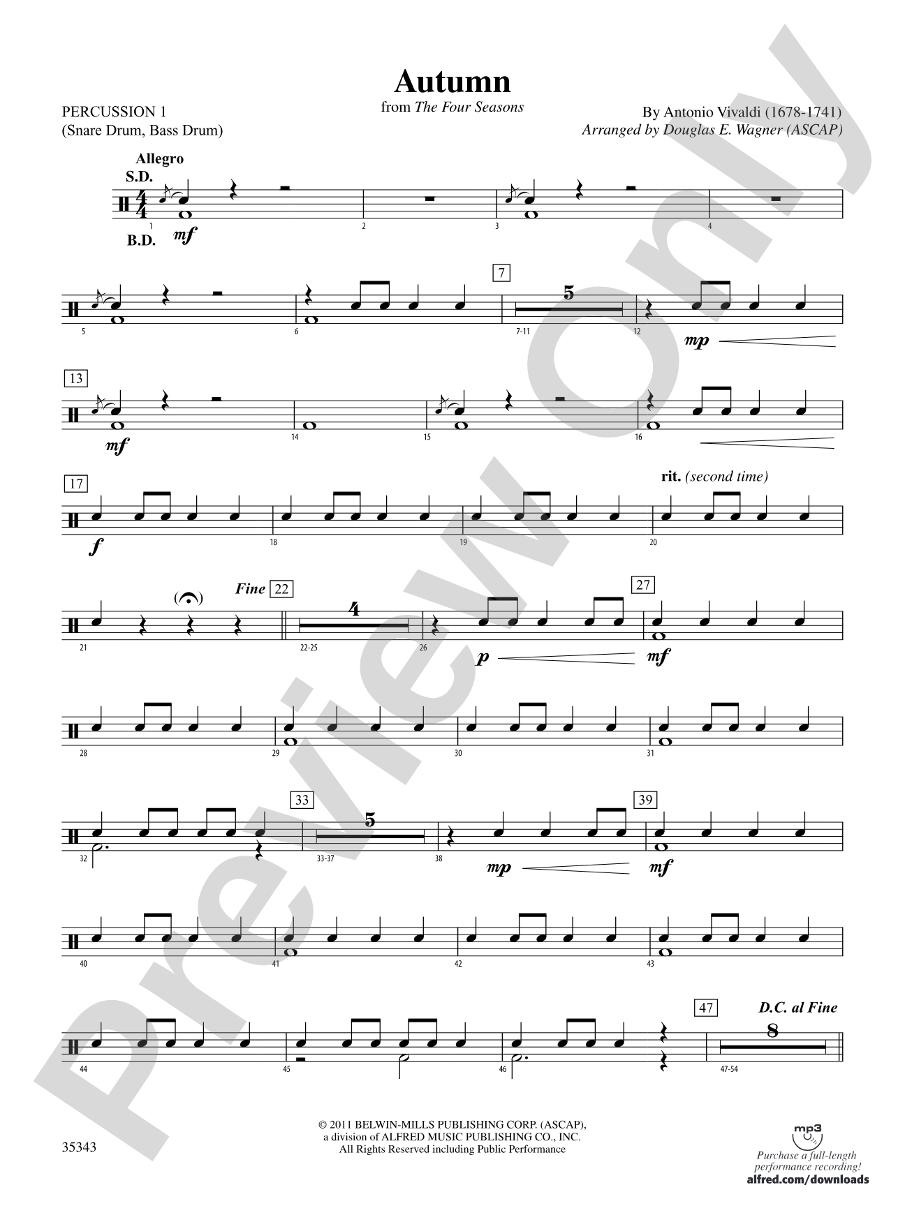 Autumn (from The Four Seasons): 1st Percussion