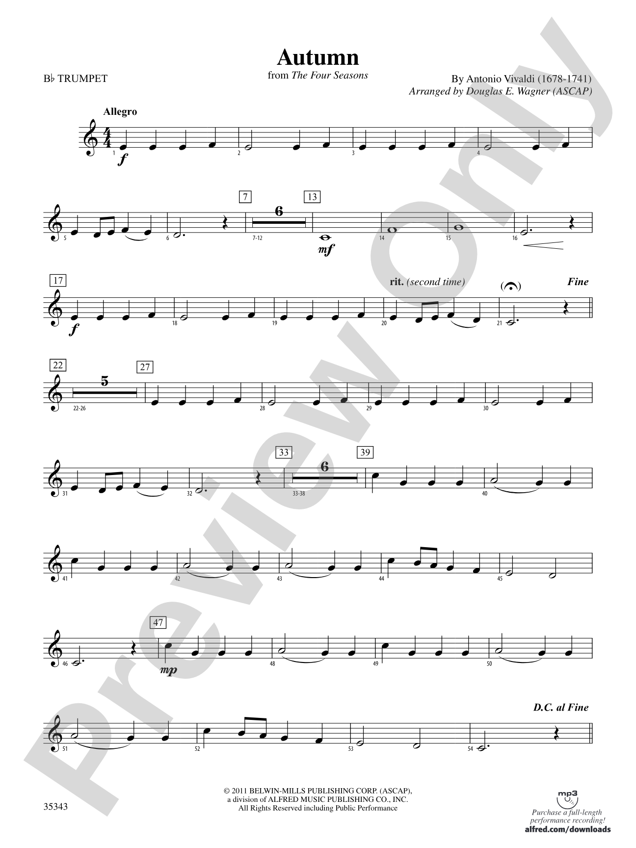Autumn (from The Four Seasons): 1st B-flat Trumpet