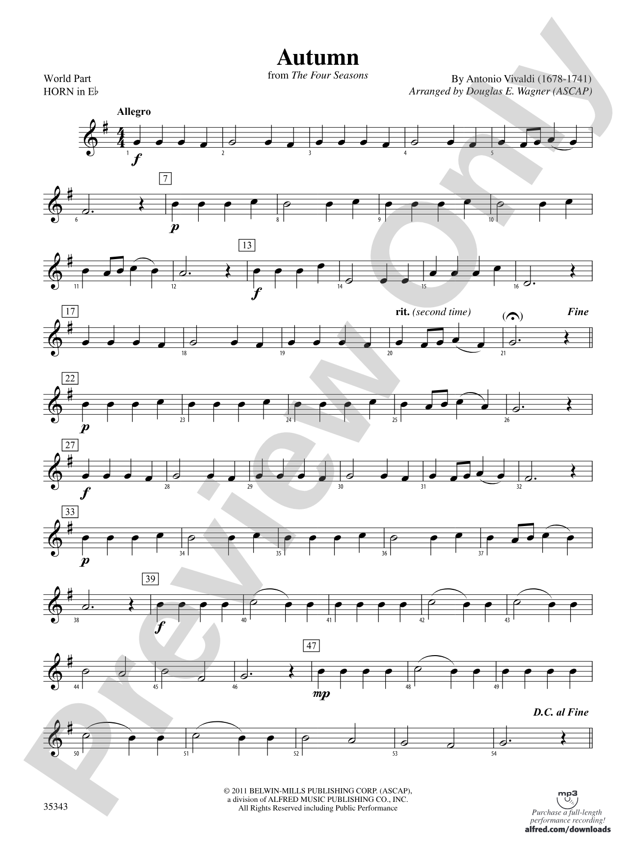 Autumn (from The Four Seasons): (wp) 1st Horn in E-flat