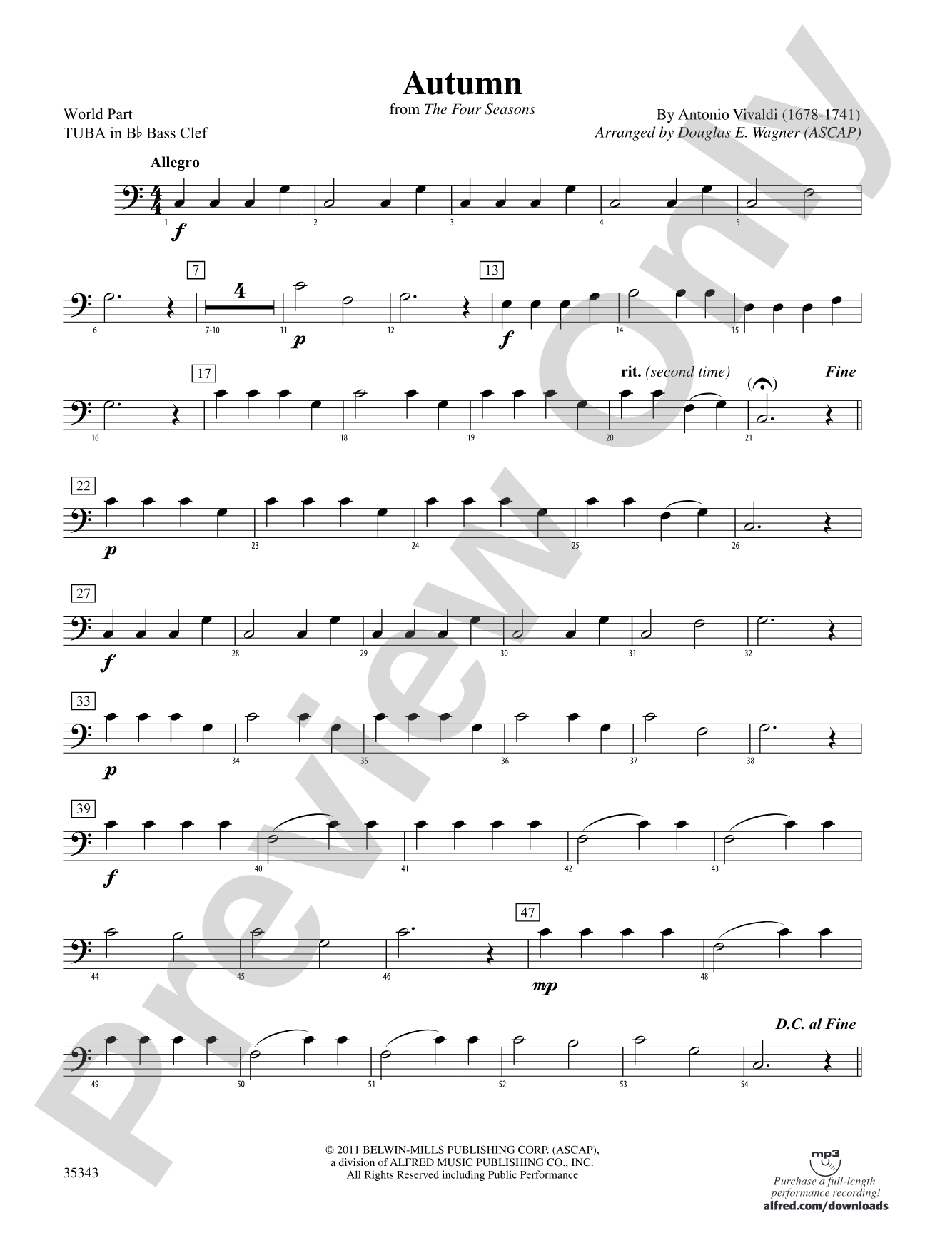 Autumn (from The Four Seasons): (wp) B-flat Tuba B.C.