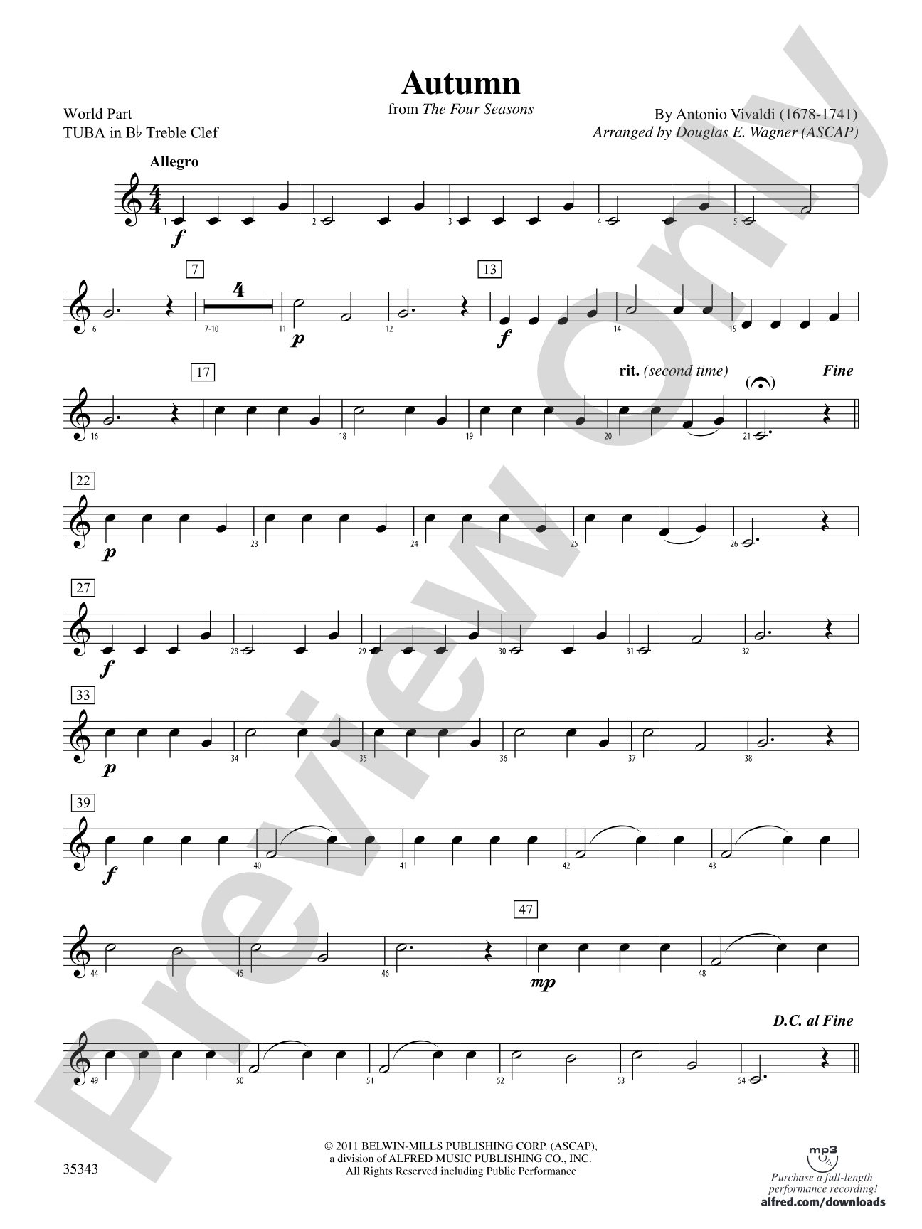 Autumn (from The Four Seasons): (wp) B-flat Tuba T.C.
