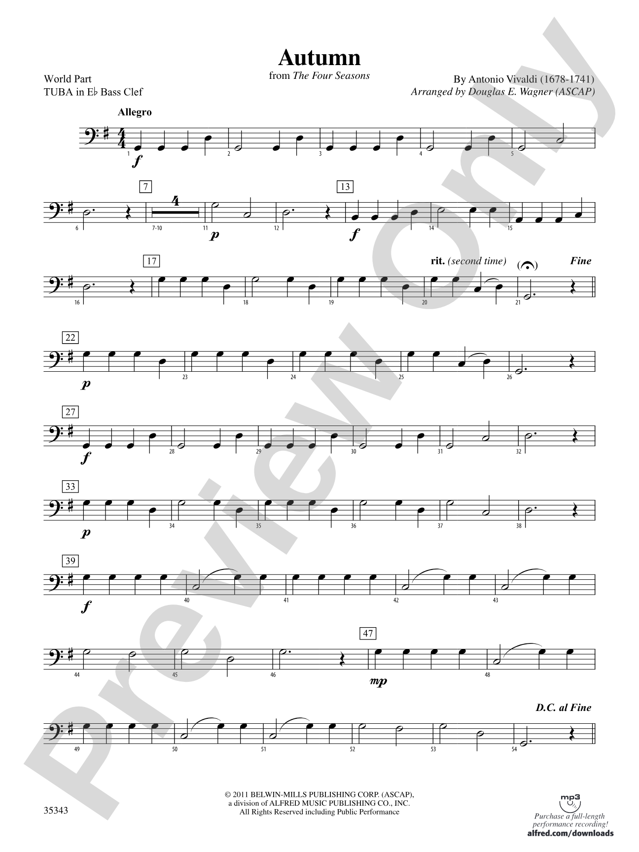 Autumn (from The Four Seasons): (wp) E-flat Tuba B.C.