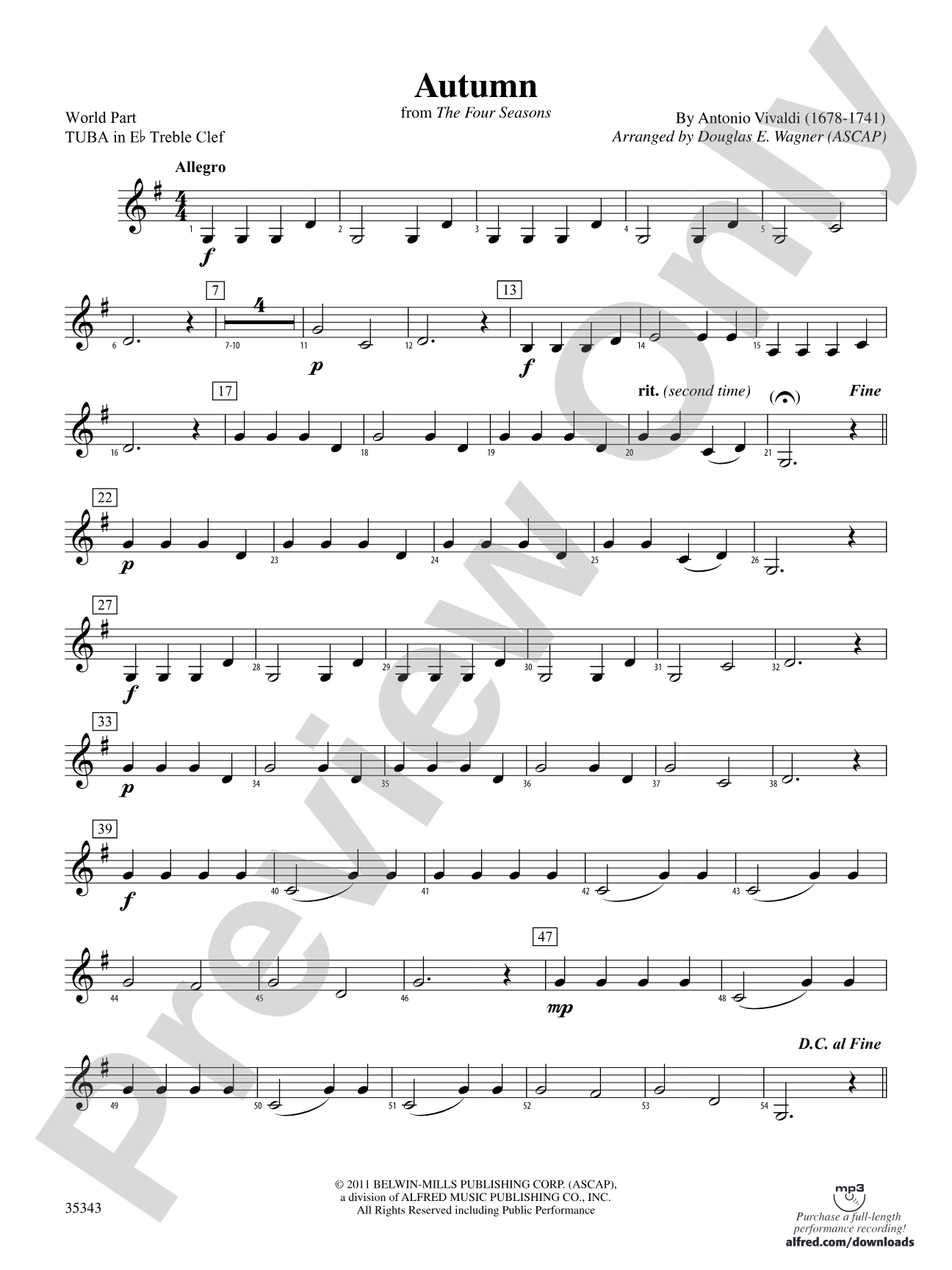 Autumn (from The Four Seasons): (wp) E-flat Tuba T.C.