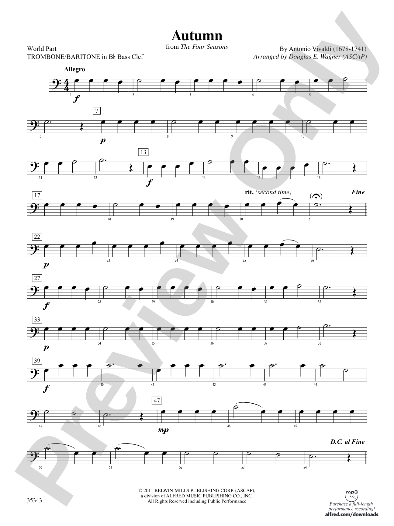 Autumn (from The Four Seasons): (wp) 1st B-flat Trombone B.C.