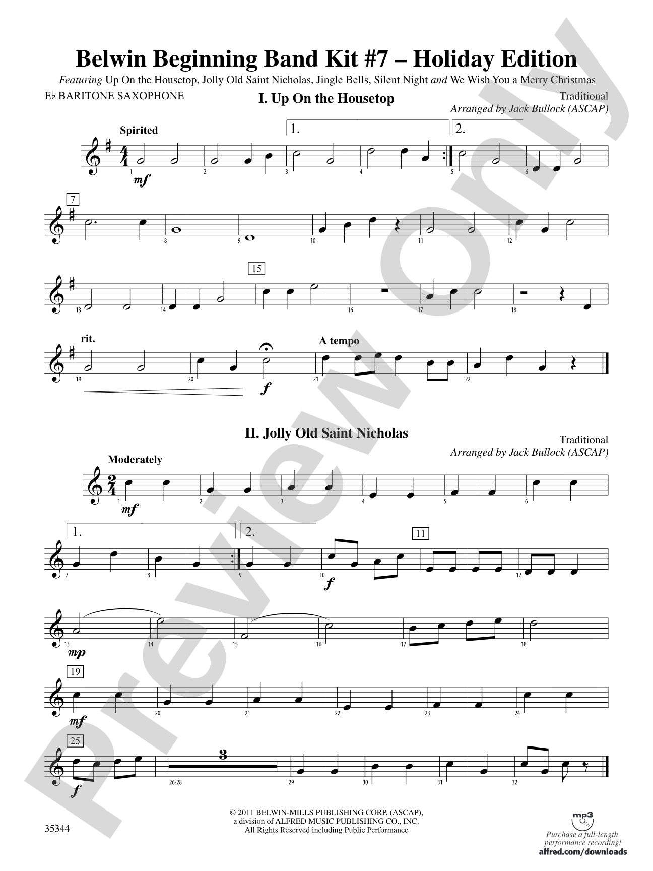 Belwin Beginning Band Kit #7: Holiday Edition: E-flat Baritone Saxophone