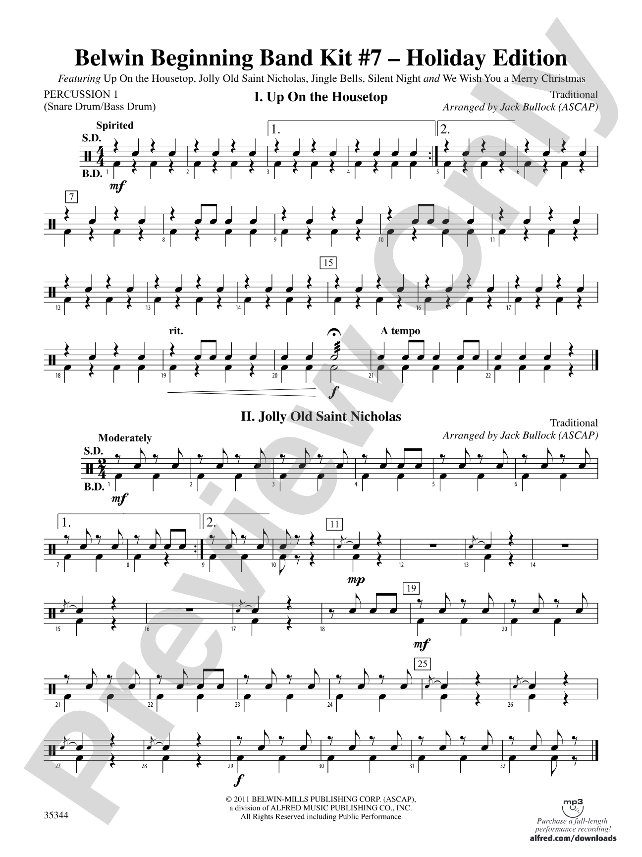 Belwin Beginning Band Kit #7: Holiday Edition: 1st Percussion