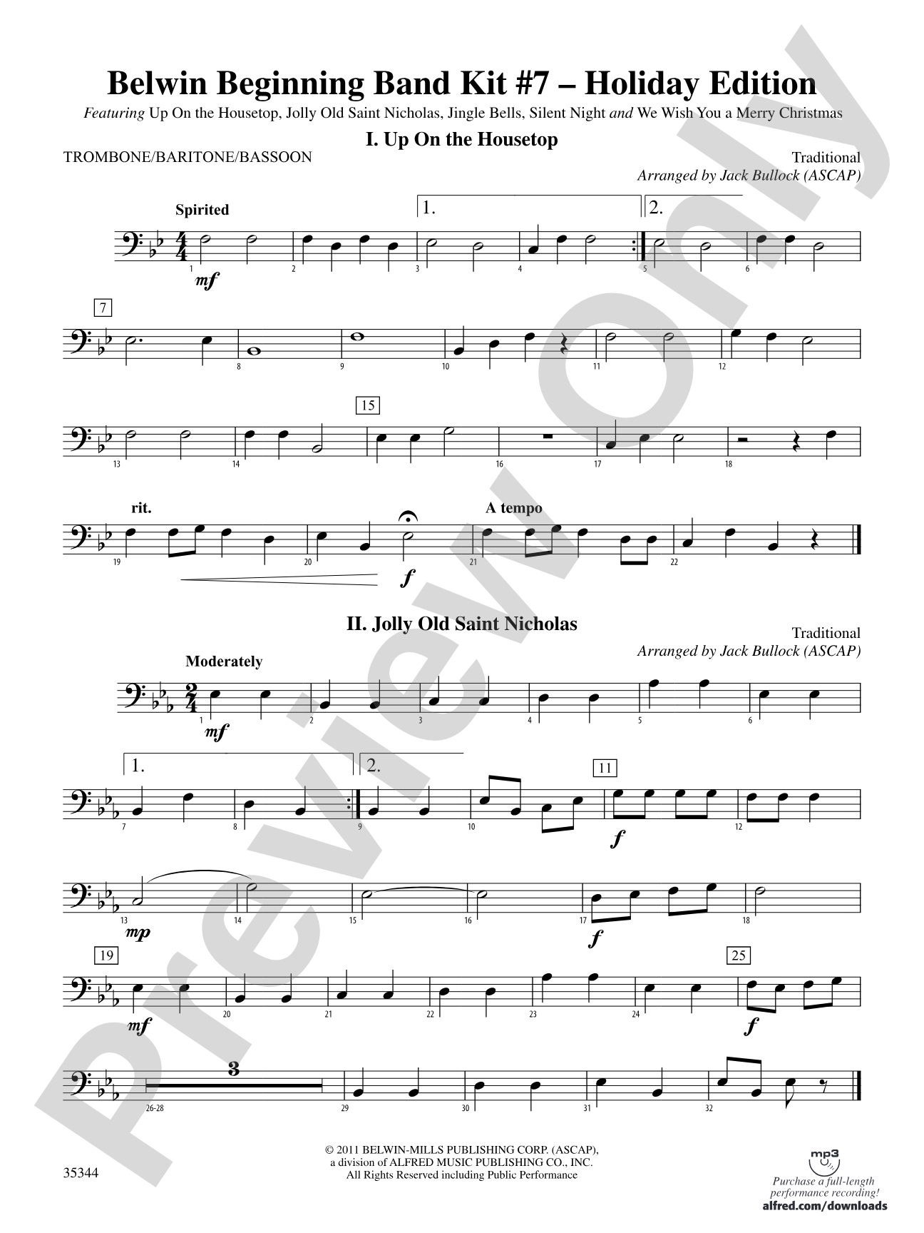 Belwin Beginning Band Kit #7: Holiday Edition: 1st Trombone