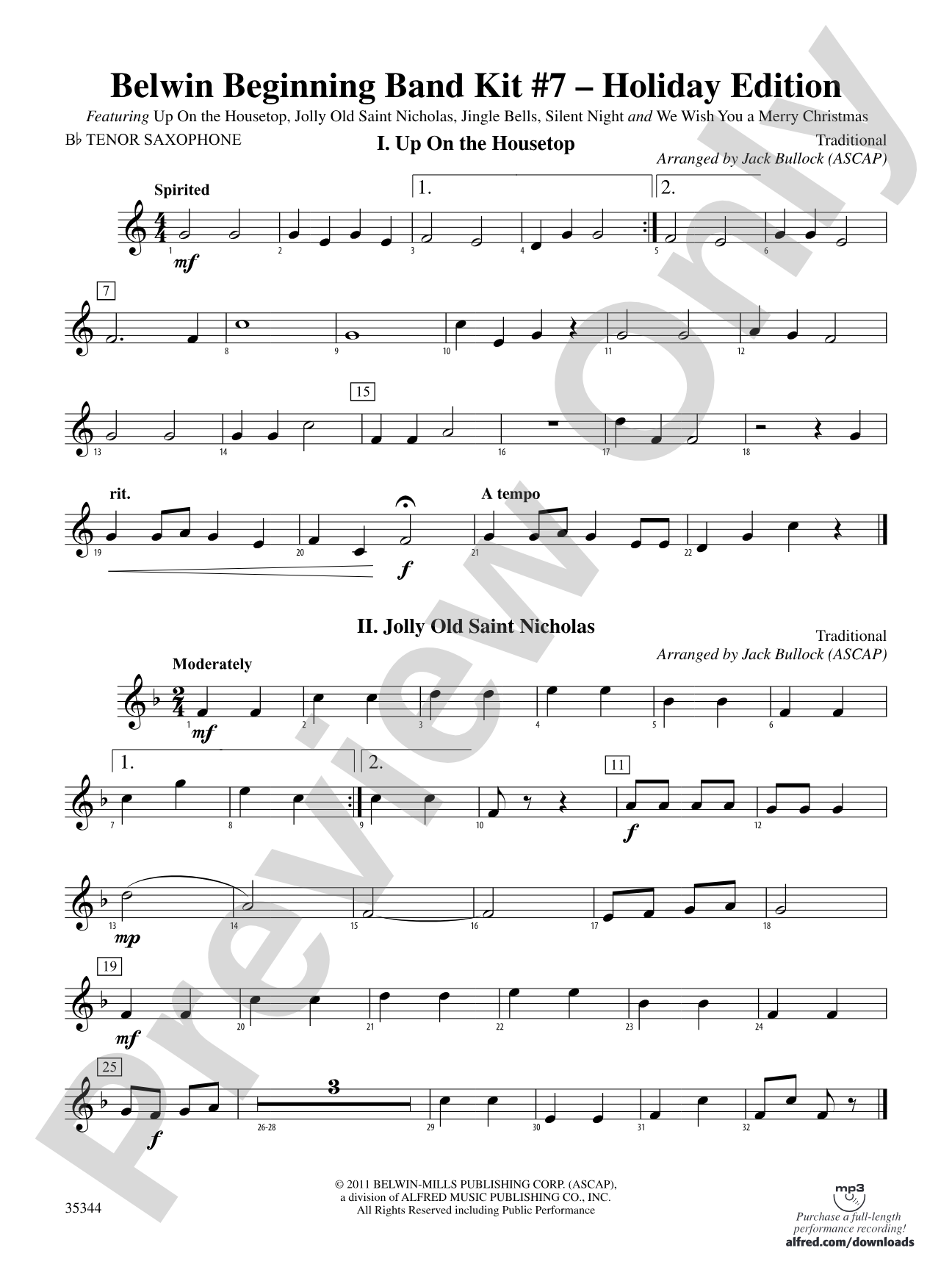 Belwin Beginning Band Kit #7: Holiday Edition: B-flat Tenor Saxophone