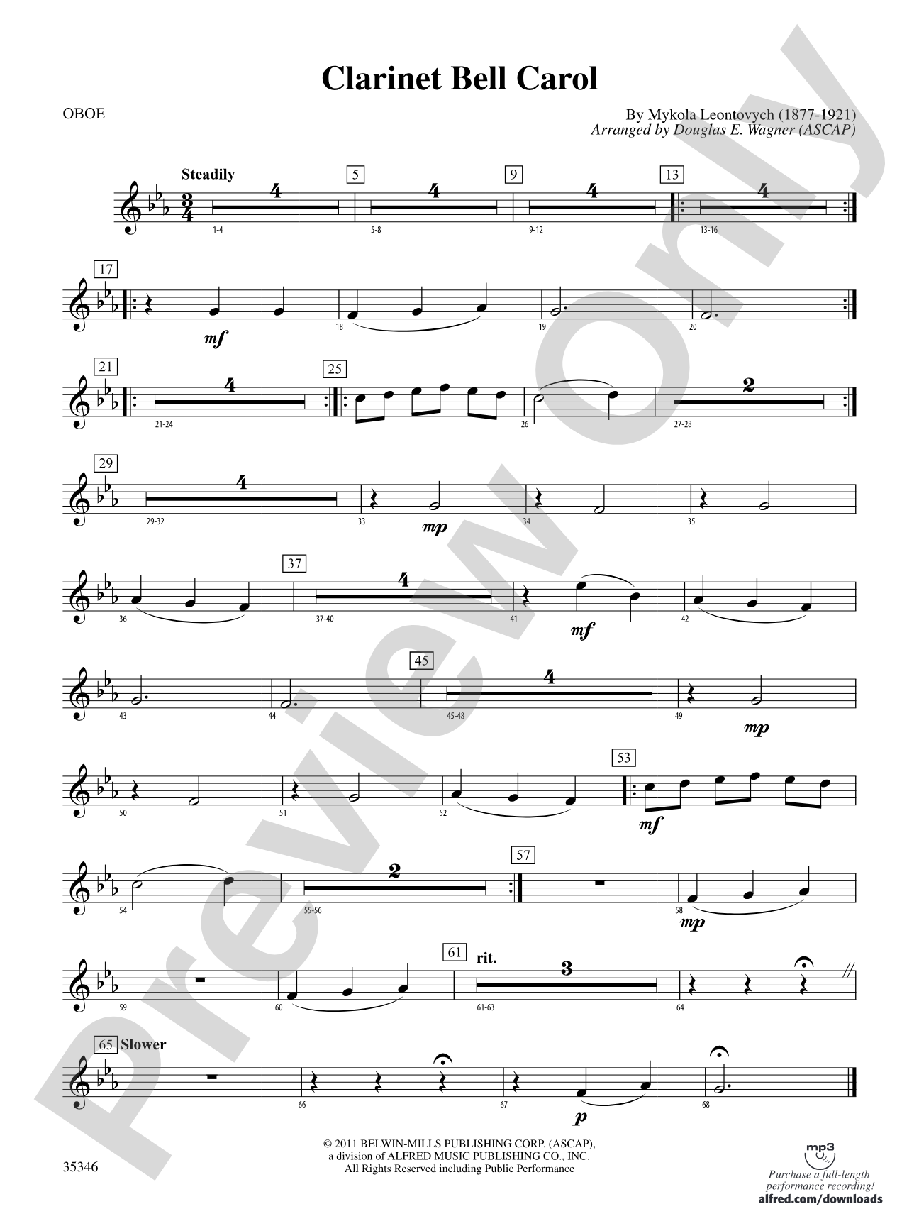 Clarinet Bell Carol: Oboe
