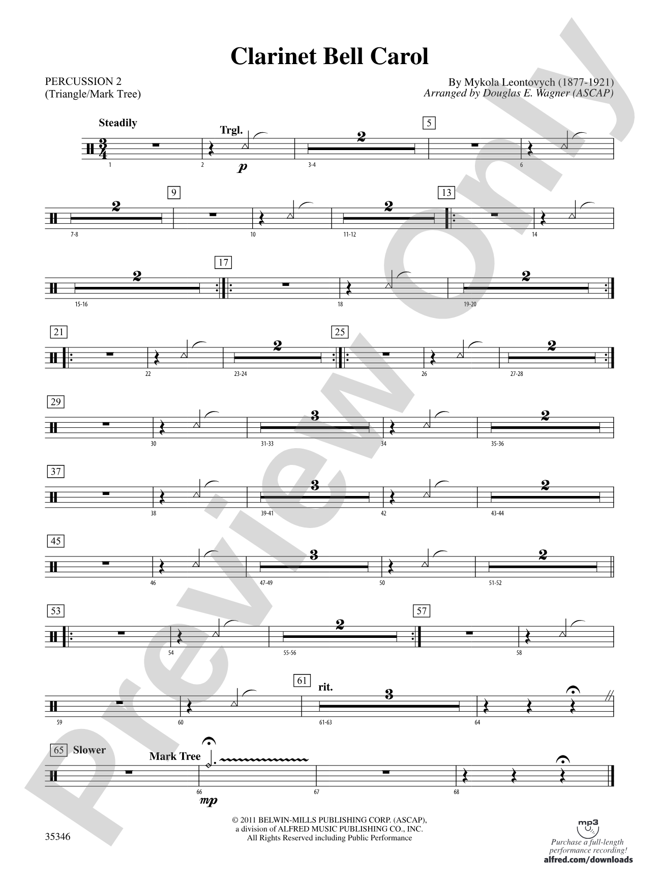 Clarinet Bell Carol: 2nd Percussion