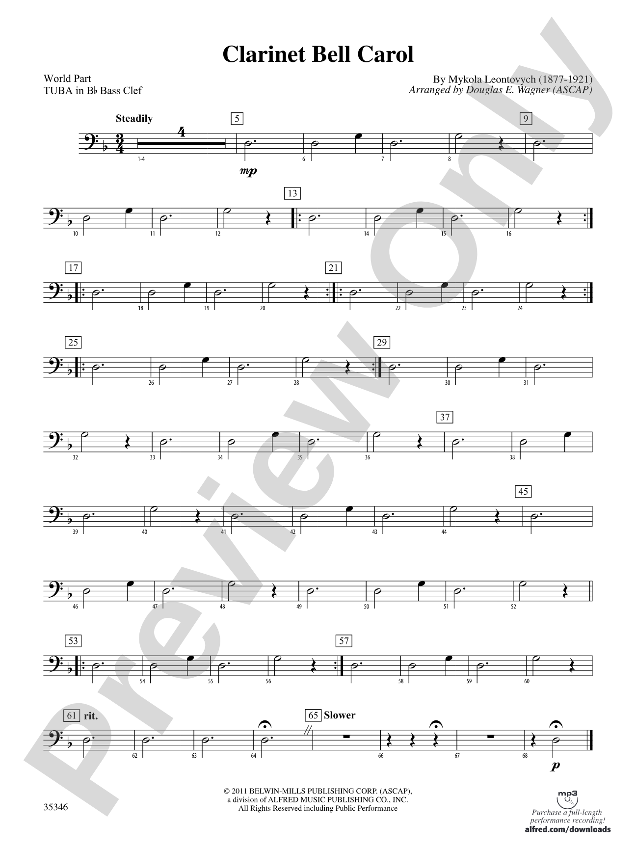 Clarinet Bell Carol: (wp) B-flat Tuba B.C.