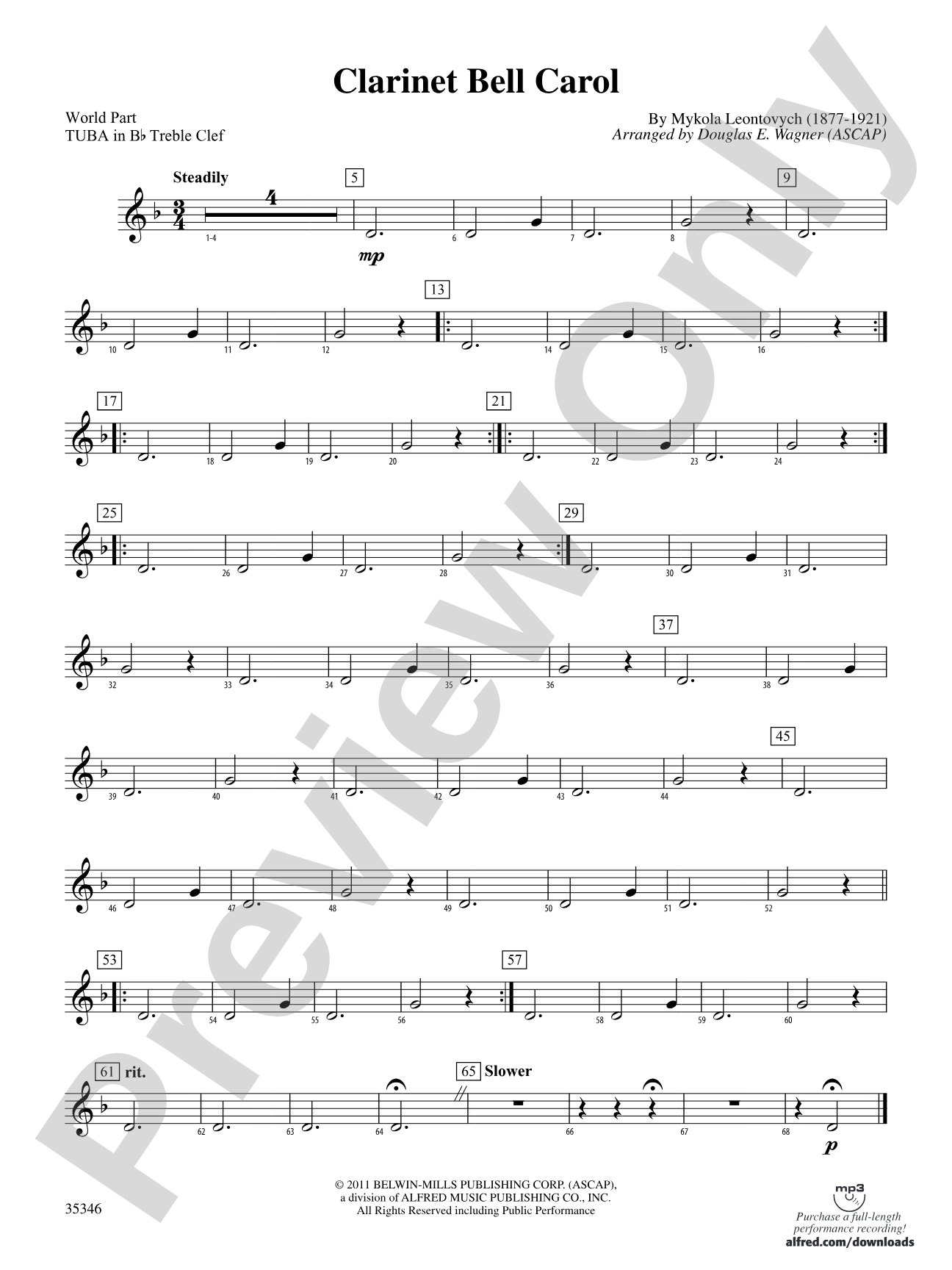 Clarinet Bell Carol: (wp) B-flat Tuba T.C.