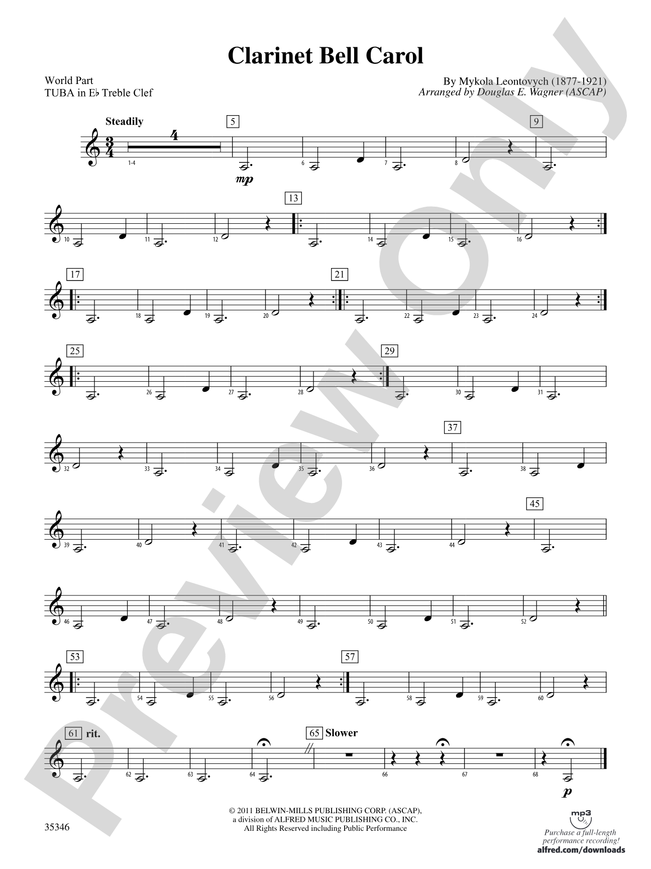 Clarinet Bell Carol: (wp) E-flat Tuba T.C.
