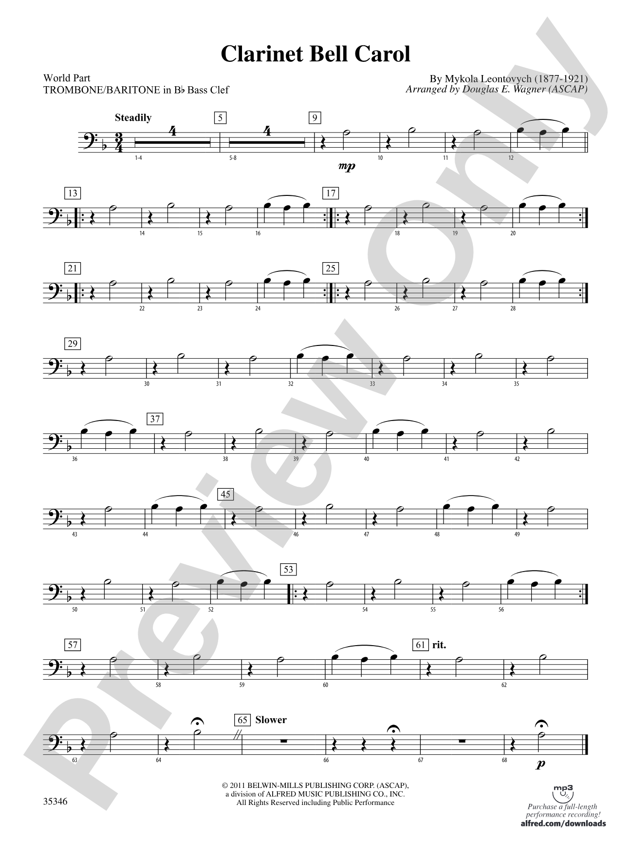 Clarinet Bell Carol: (wp) 1st B-flat Trombone B.C.