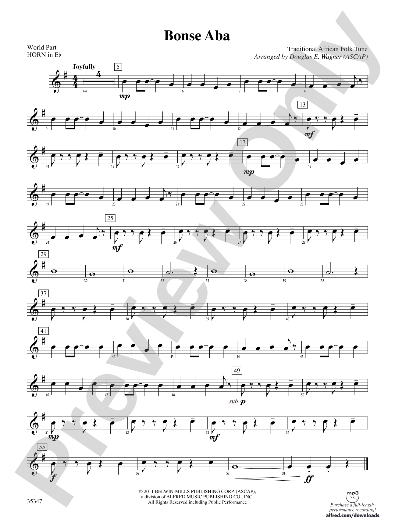 Bonse Aba: (wp) 1st Horn in E-flat