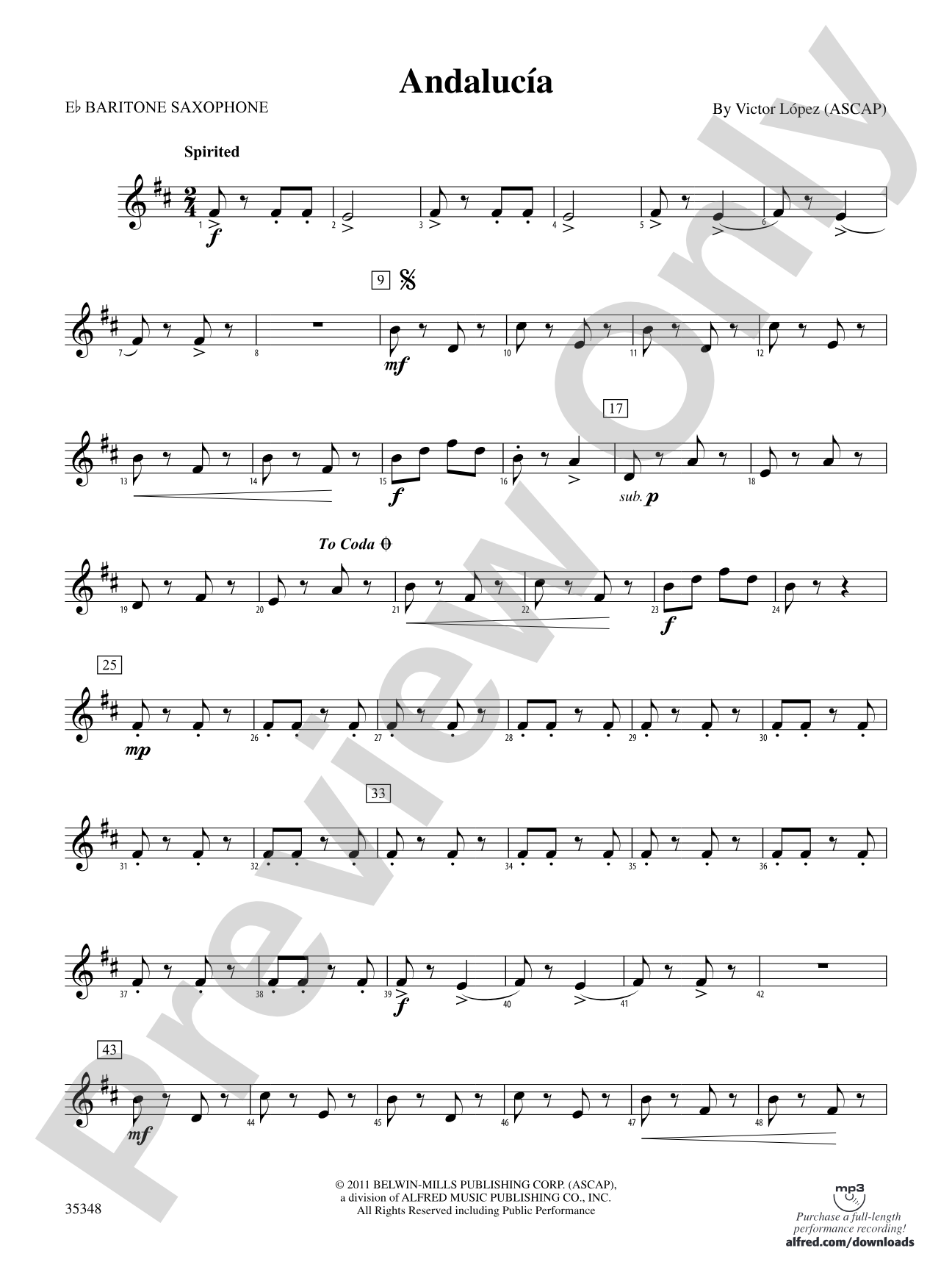 Andalucía: E-flat Baritone Saxophone