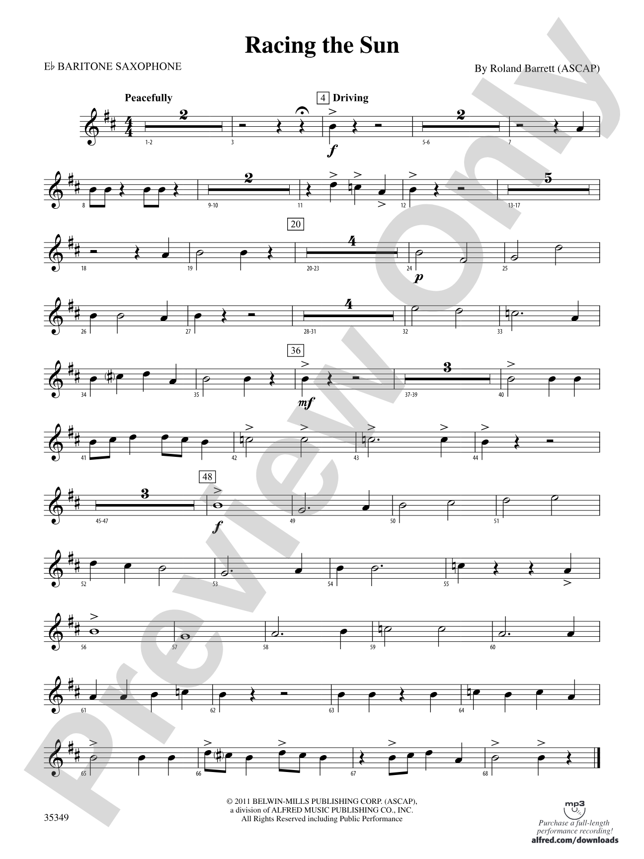 Racing the Sun: E-flat Baritone Saxophone