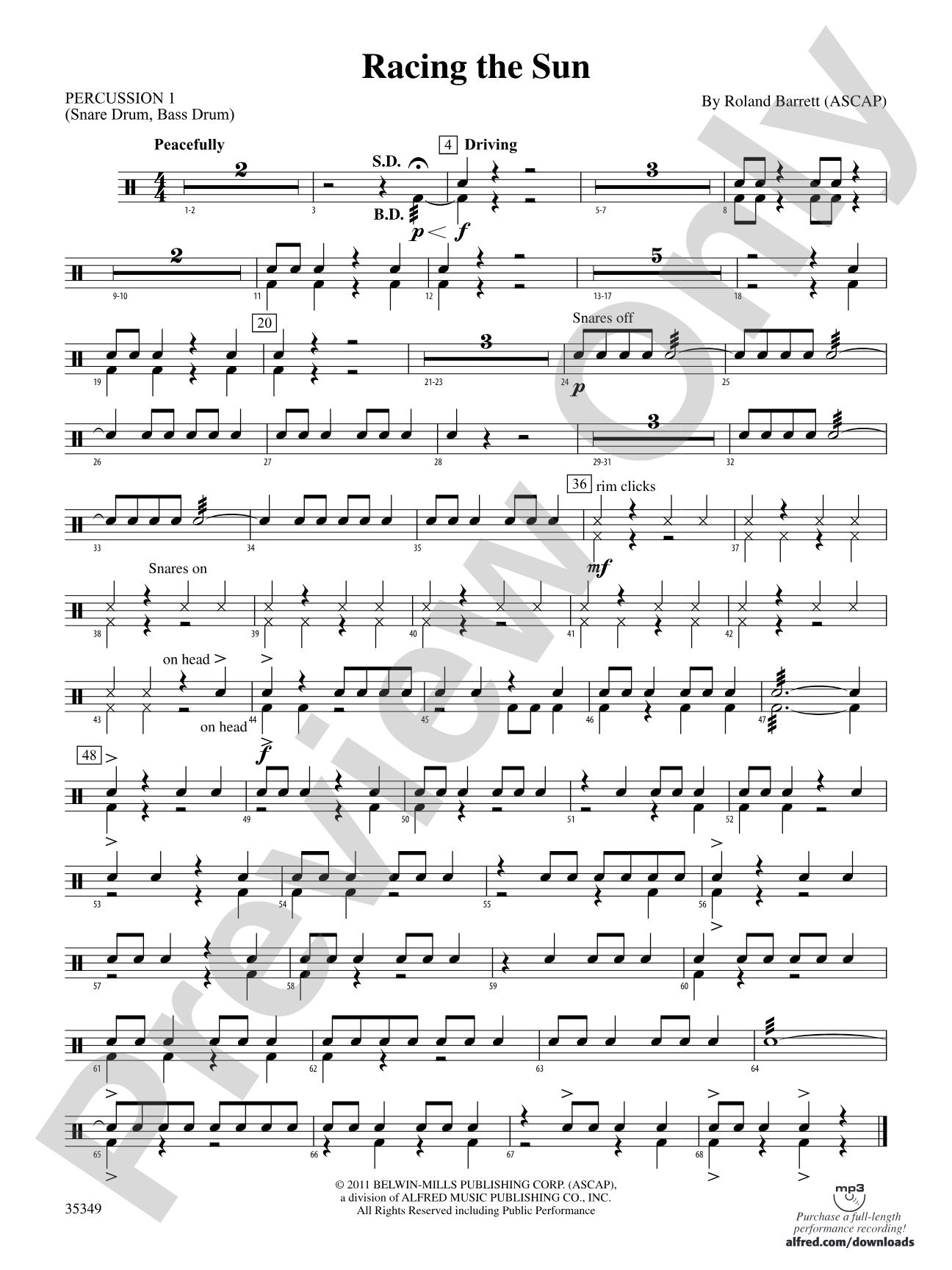 Racing the Sun: 1st Percussion