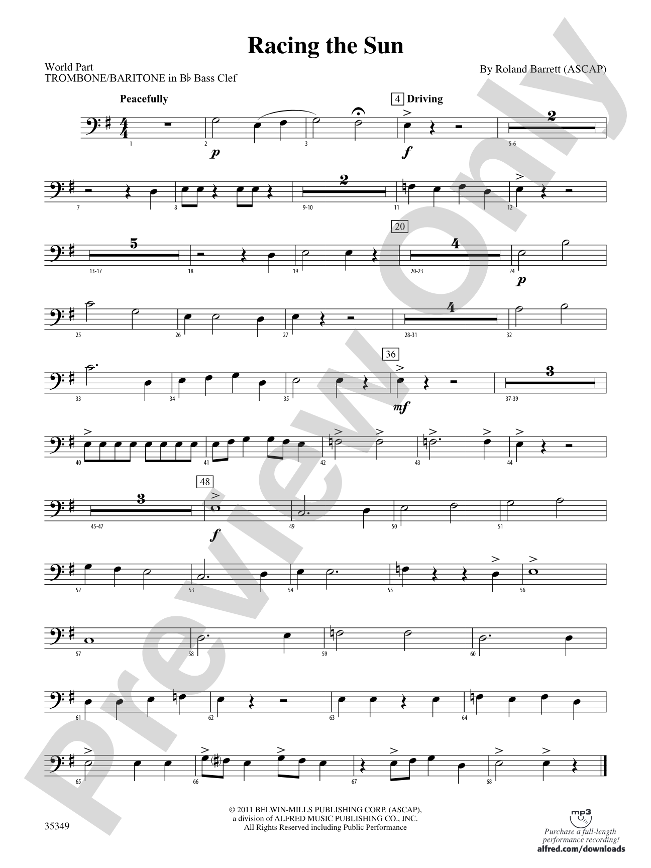 Racing the Sun: (wp) B-flat Baritone B.C.