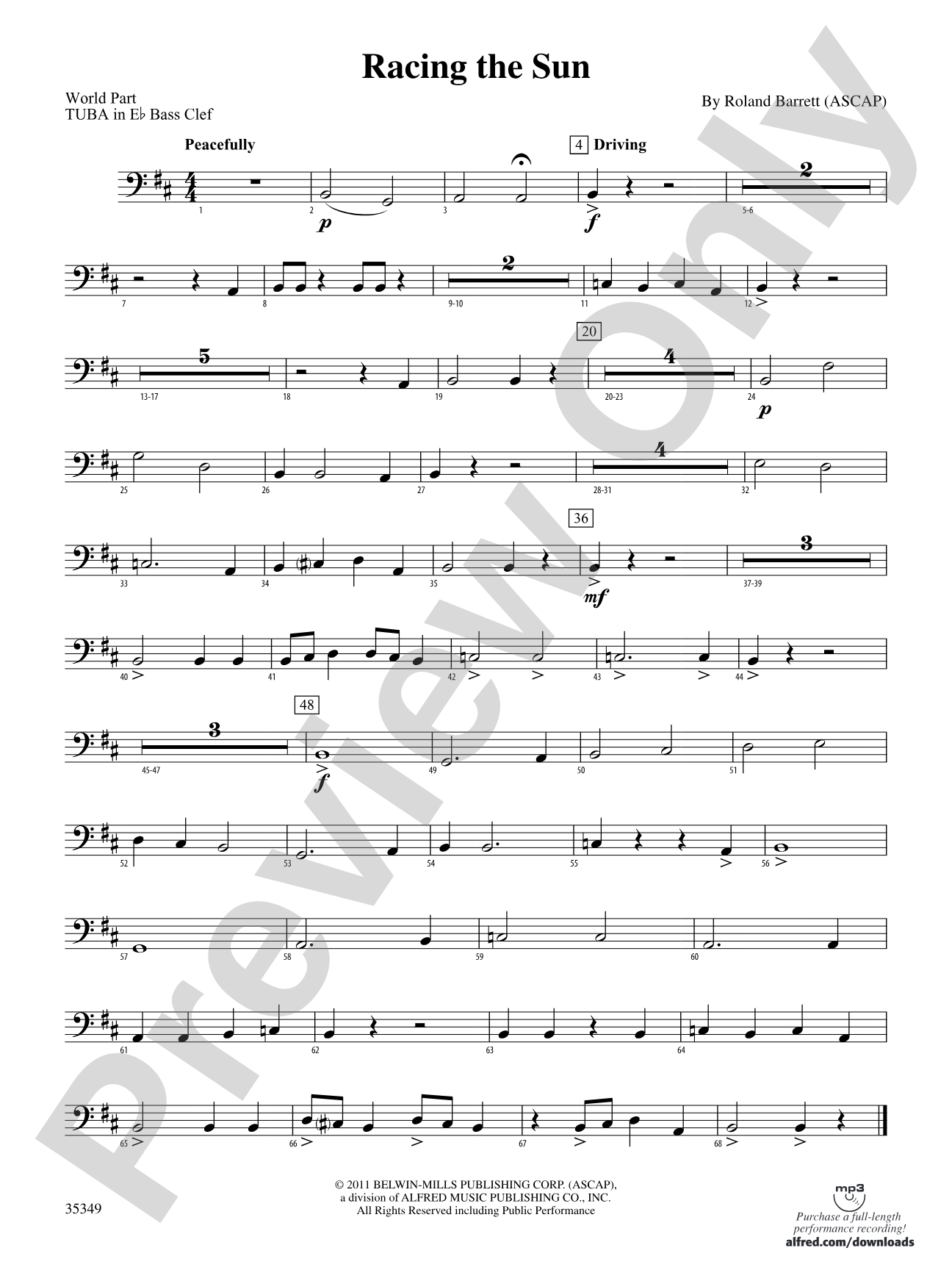Racing the Sun: (wp) E-flat Tuba B.C.