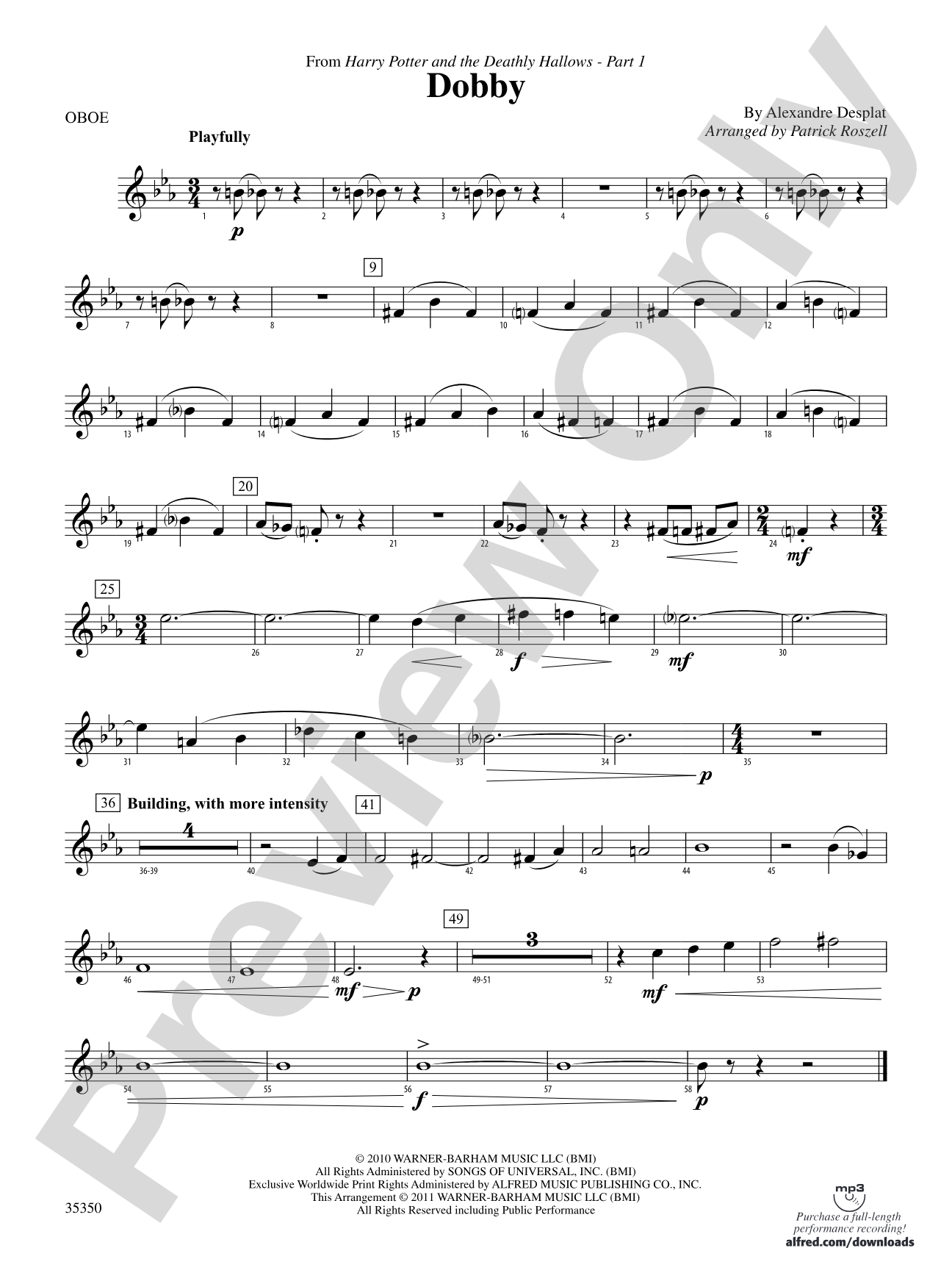 Dobby (from Harry Potter and the Deathly Hallows, Part 1): Oboe