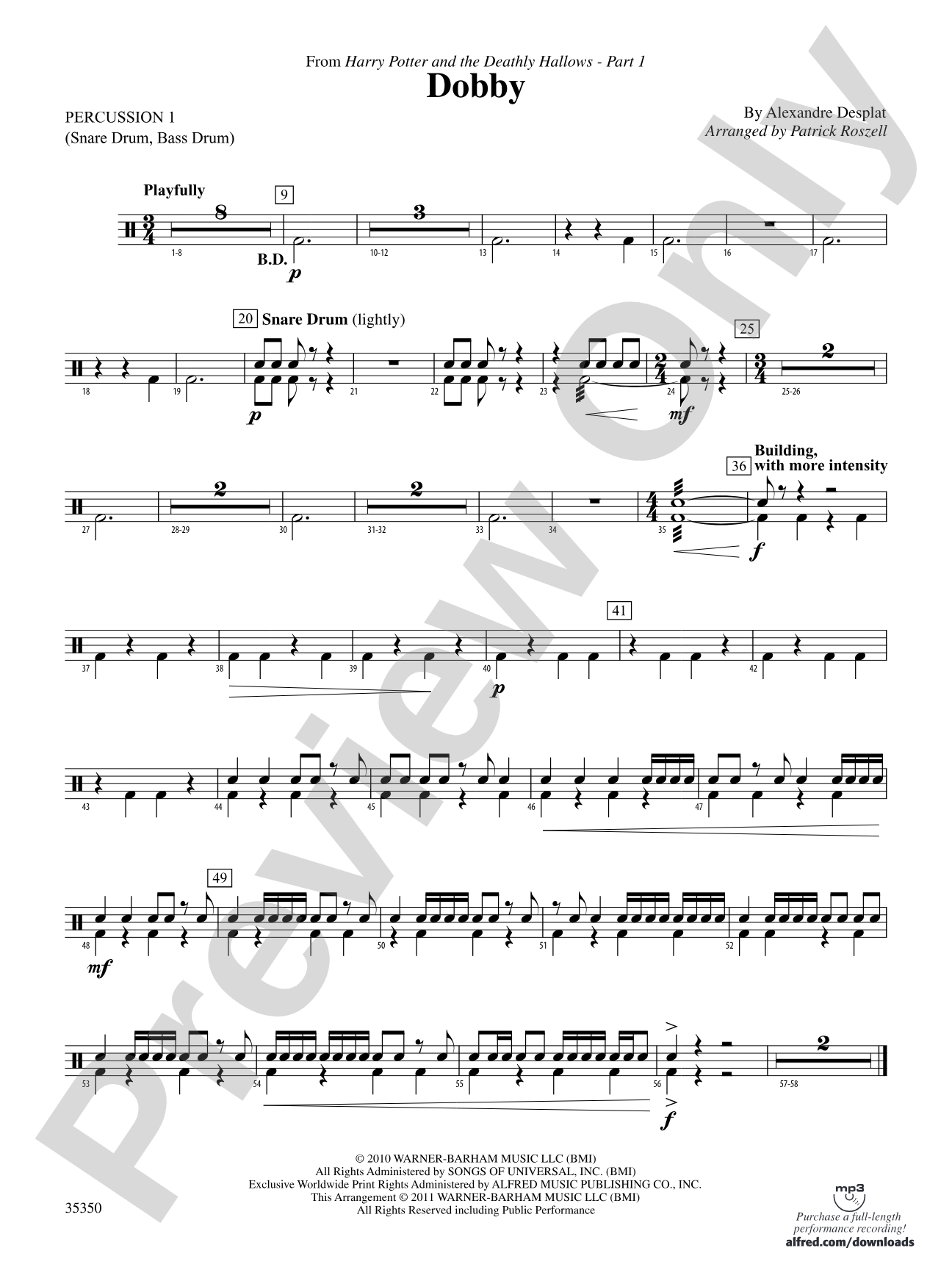 Dobby (from Harry Potter and the Deathly Hallows, Part 1): 1st Percussion