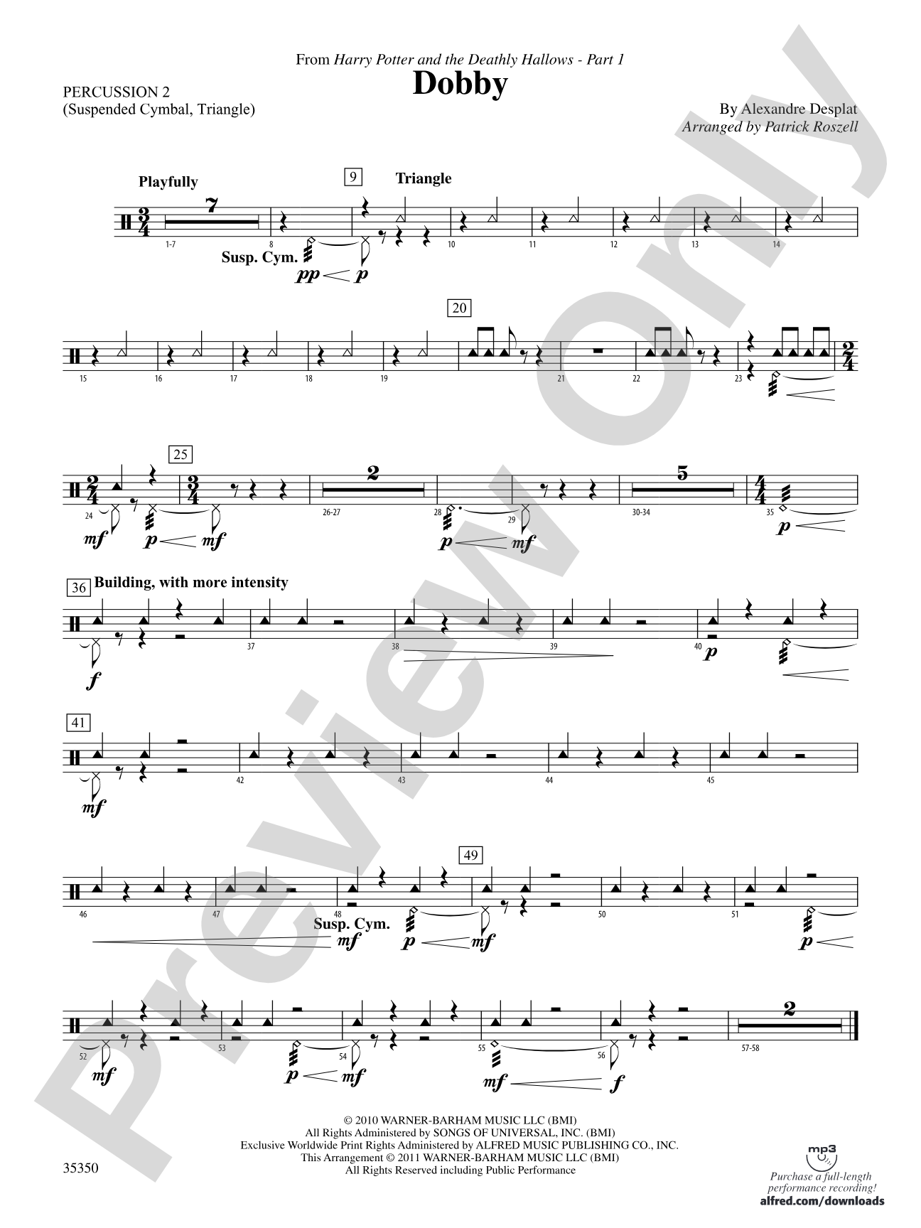Dobby (from Harry Potter and the Deathly Hallows, Part 1): 2nd Percussion