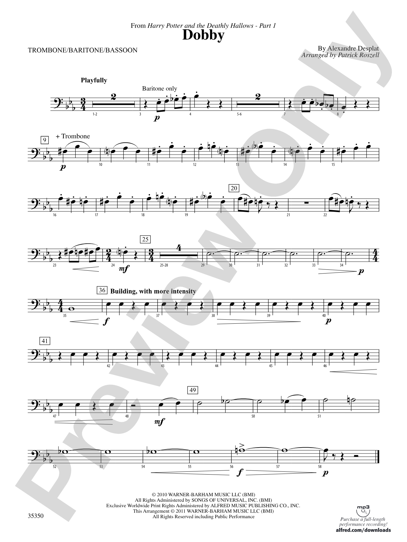 Dobby (from Harry Potter and the Deathly Hallows, Part 1): 1st Trombone