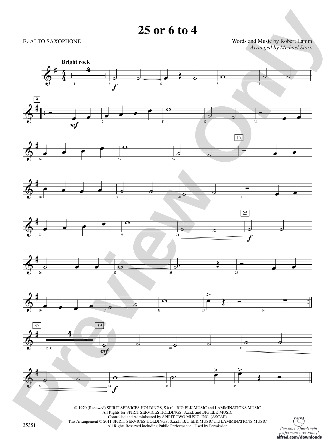 25 or 6 to 4: E-flat Alto Saxophone