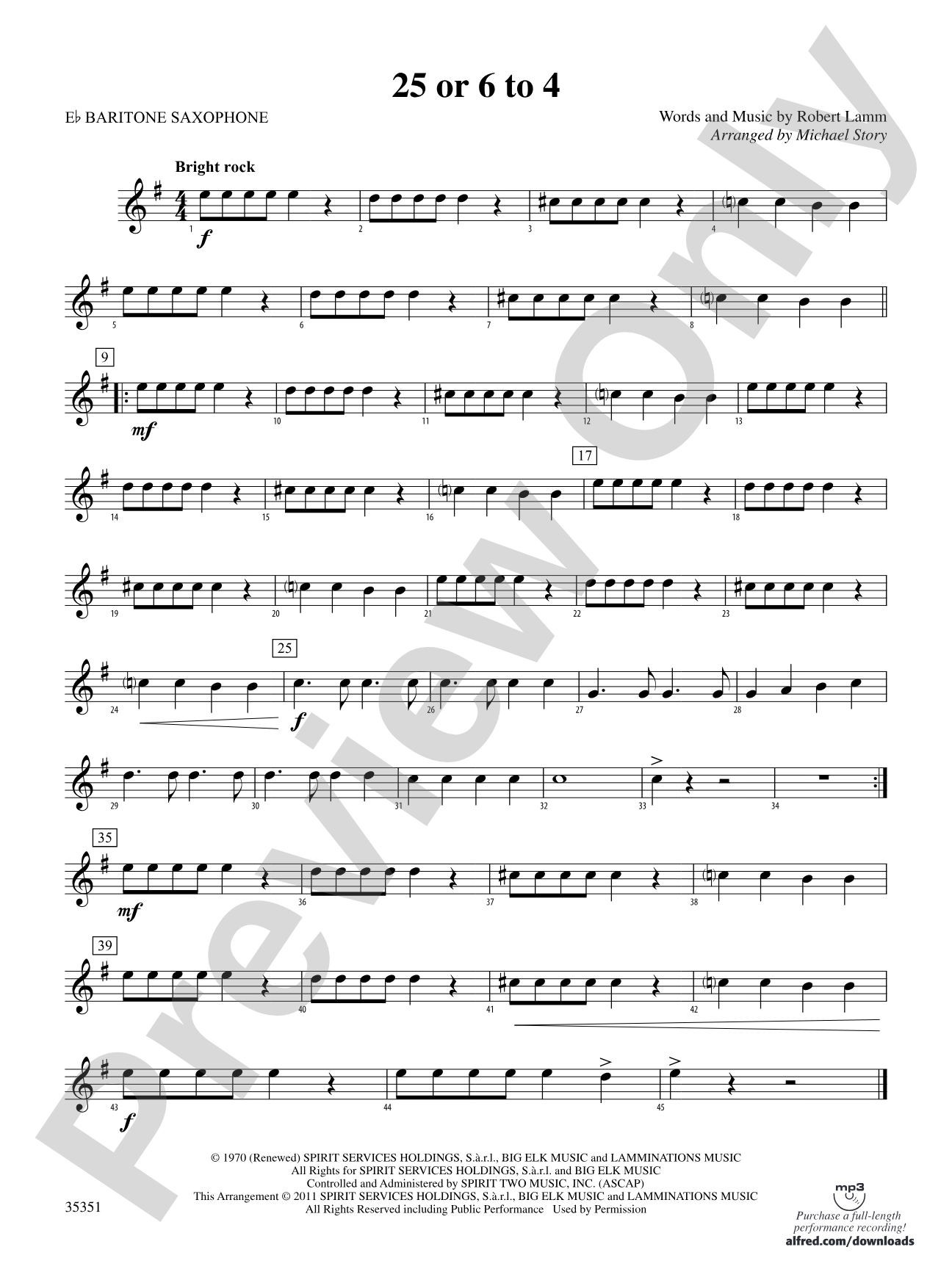 25 or 6 to 4: E-flat Baritone Saxophone