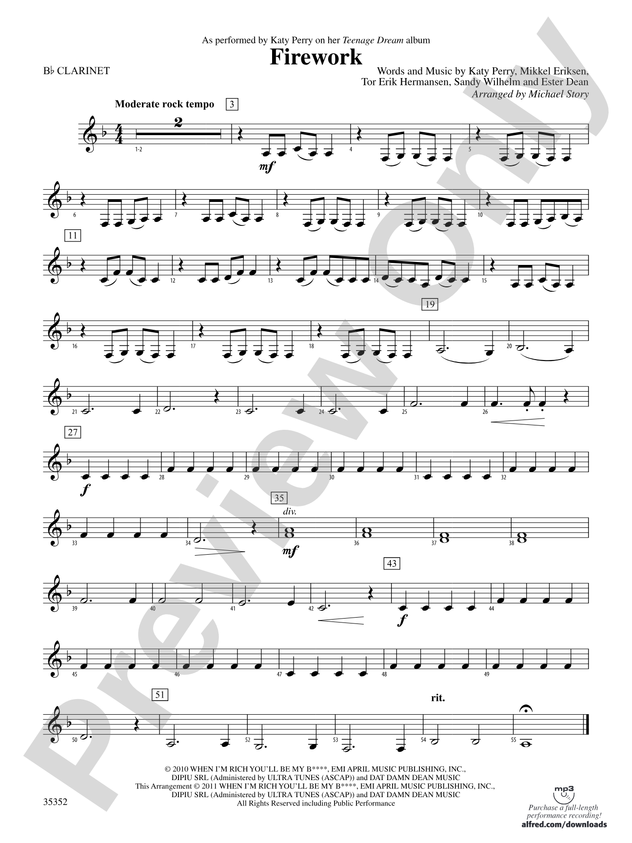 Firework: 1st B-flat Clarinet