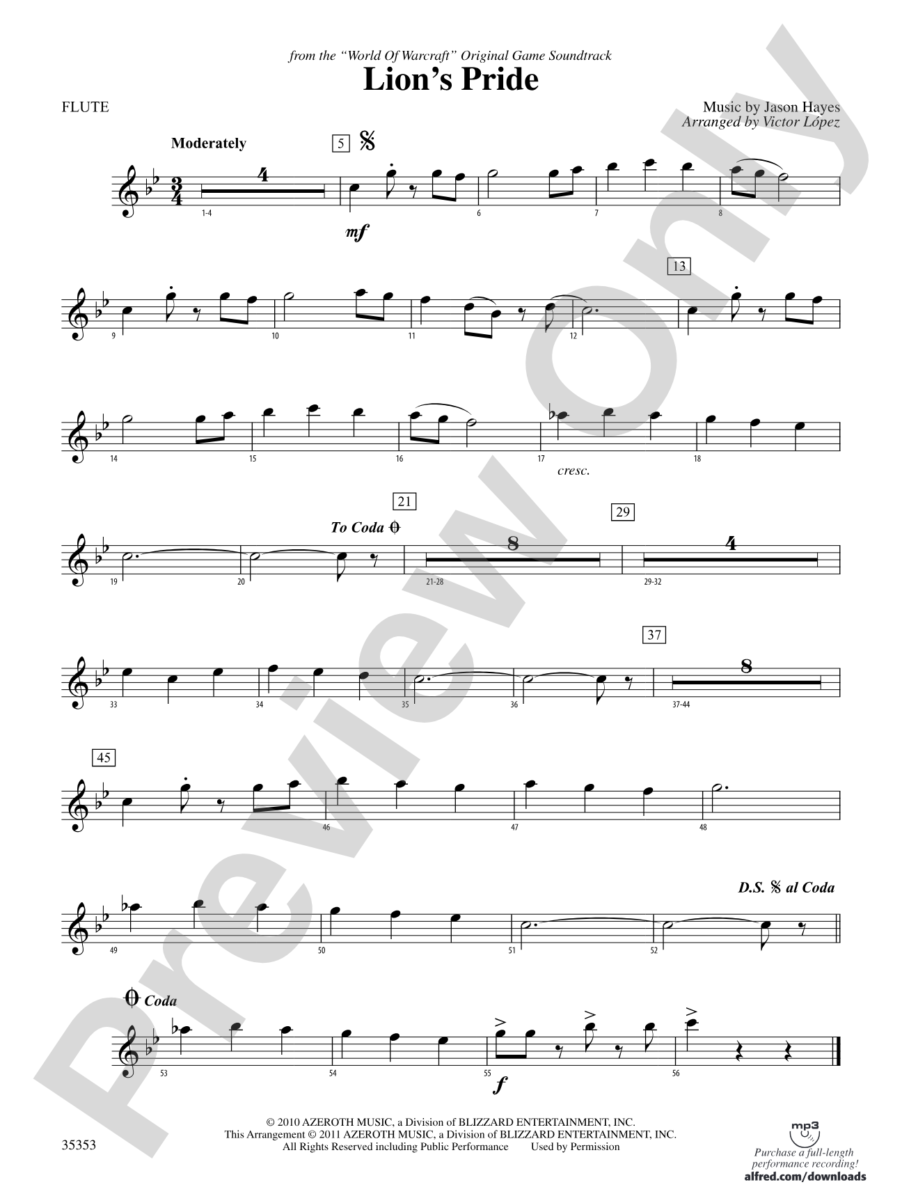 Lion's Pride (from the "World of Warcraft" Original Game Soundtrack): Flute
