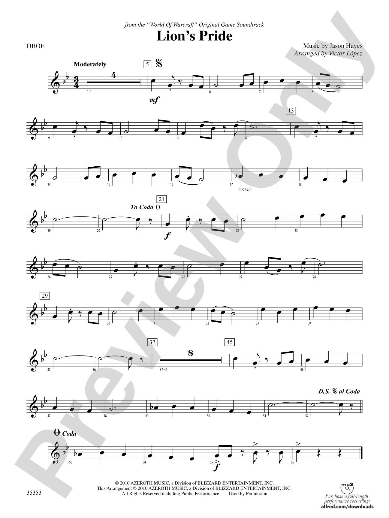 Lion's Pride (from the "World of Warcraft" Original Game Soundtrack): Oboe