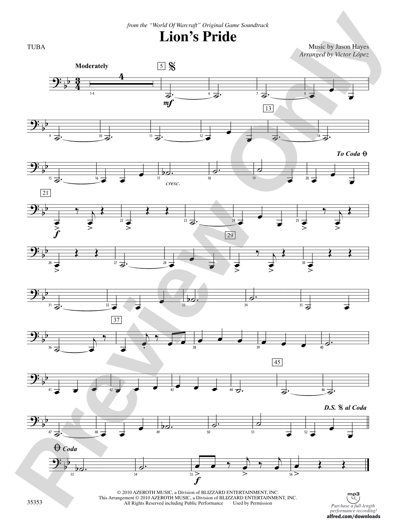 Lion's Pride (from the "World of Warcraft" Original Game Soundtrack): Tuba